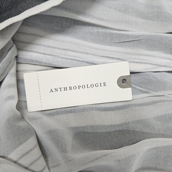 Zimmernann Anthropologie Womens Pants L Black Stripe Wide Leg Pull on Sheer Silk - Picture 12 of 14